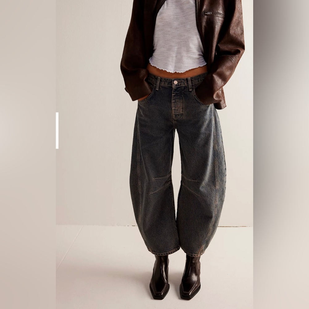 Free People We The Free Lucky You Mid-Rise Barrel Jeans